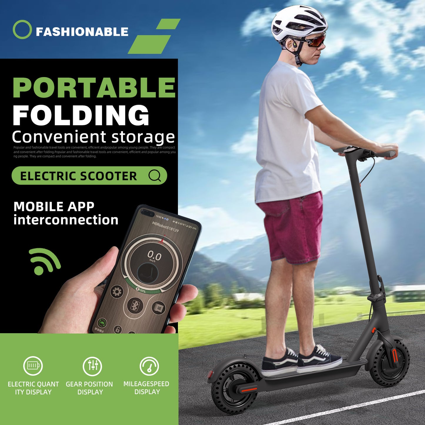 WHOSU J03 PRO Electric Scooter 8.5Tires Up to 17/22 Miles Range 350W Motor  19 MPH Portable Folding Commuting Electric Scooter Adults with Double Braking System and App